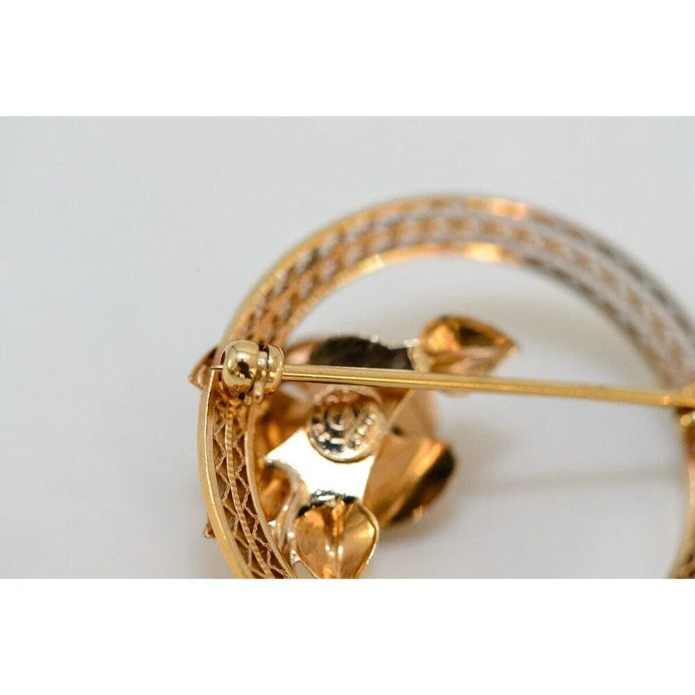 Vintage Rolyn INC Rose art deco pin brooch 1/20 12K Gold Filled Mid Century